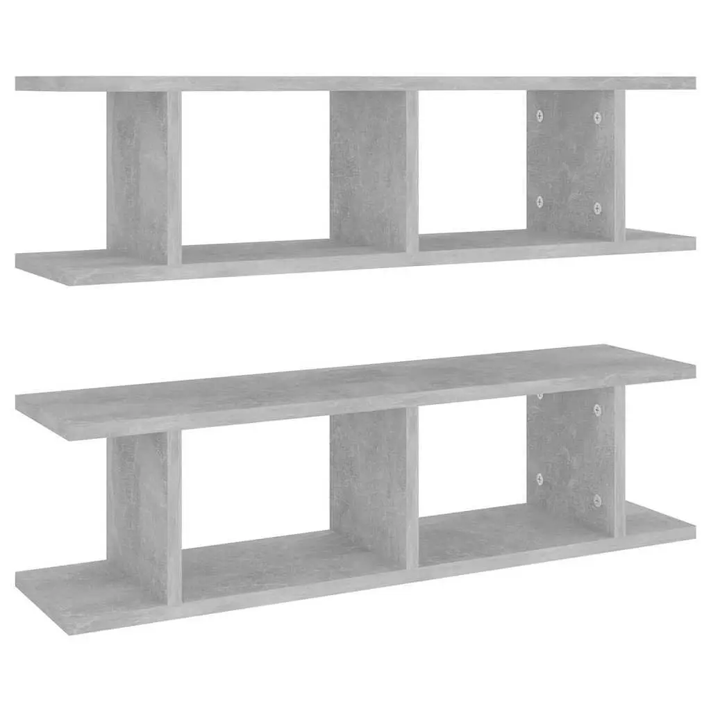 Wall Shelves Grey 75x18x20cm Floating Display Storage Cube 2 Piece