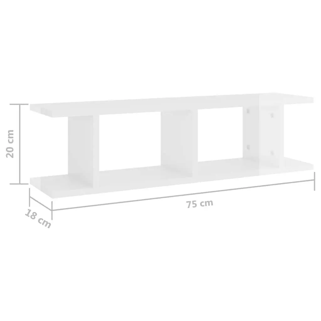 Wall Shelves High Gloss White 2 Piece Floating Display Cube Shelf Home Storage