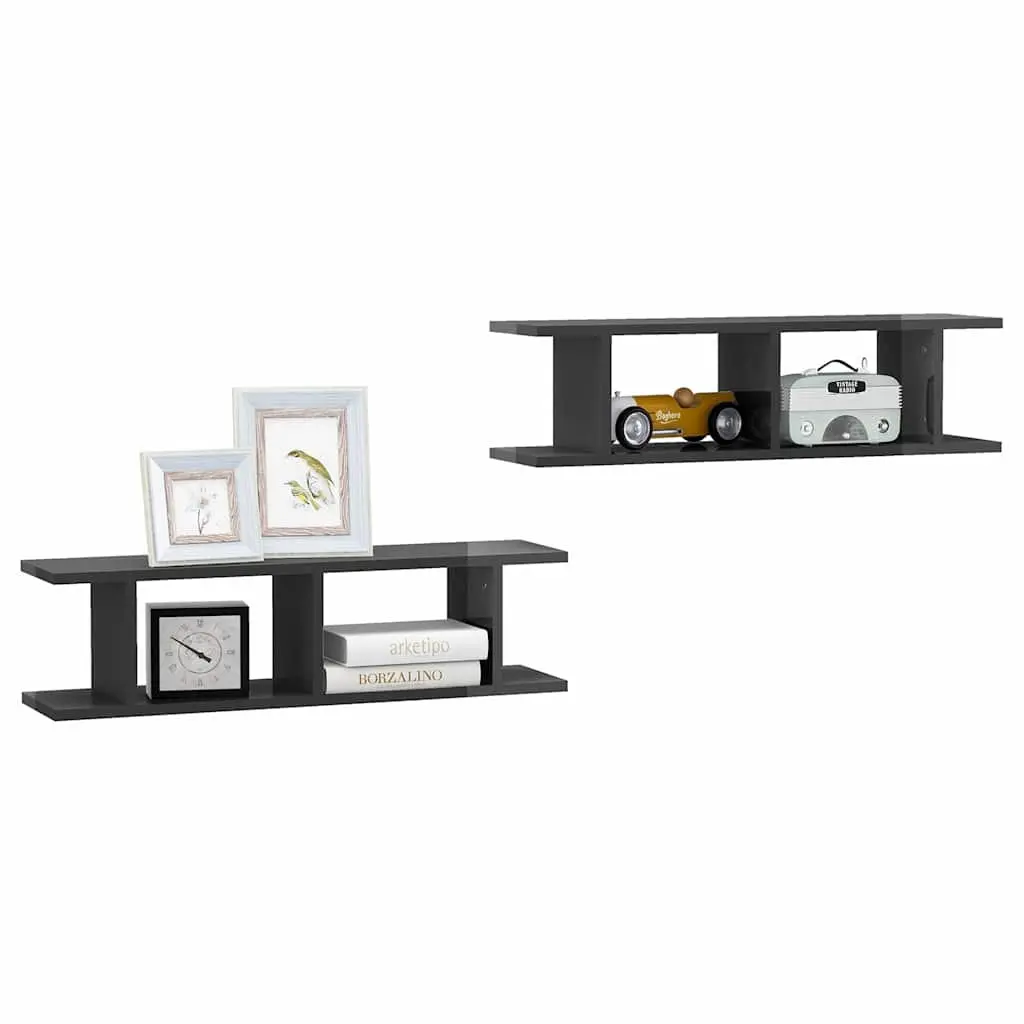 Wall Shelves Grey 2 Pcs Floating Display Cube Storage for Bedroom Living Room Decor