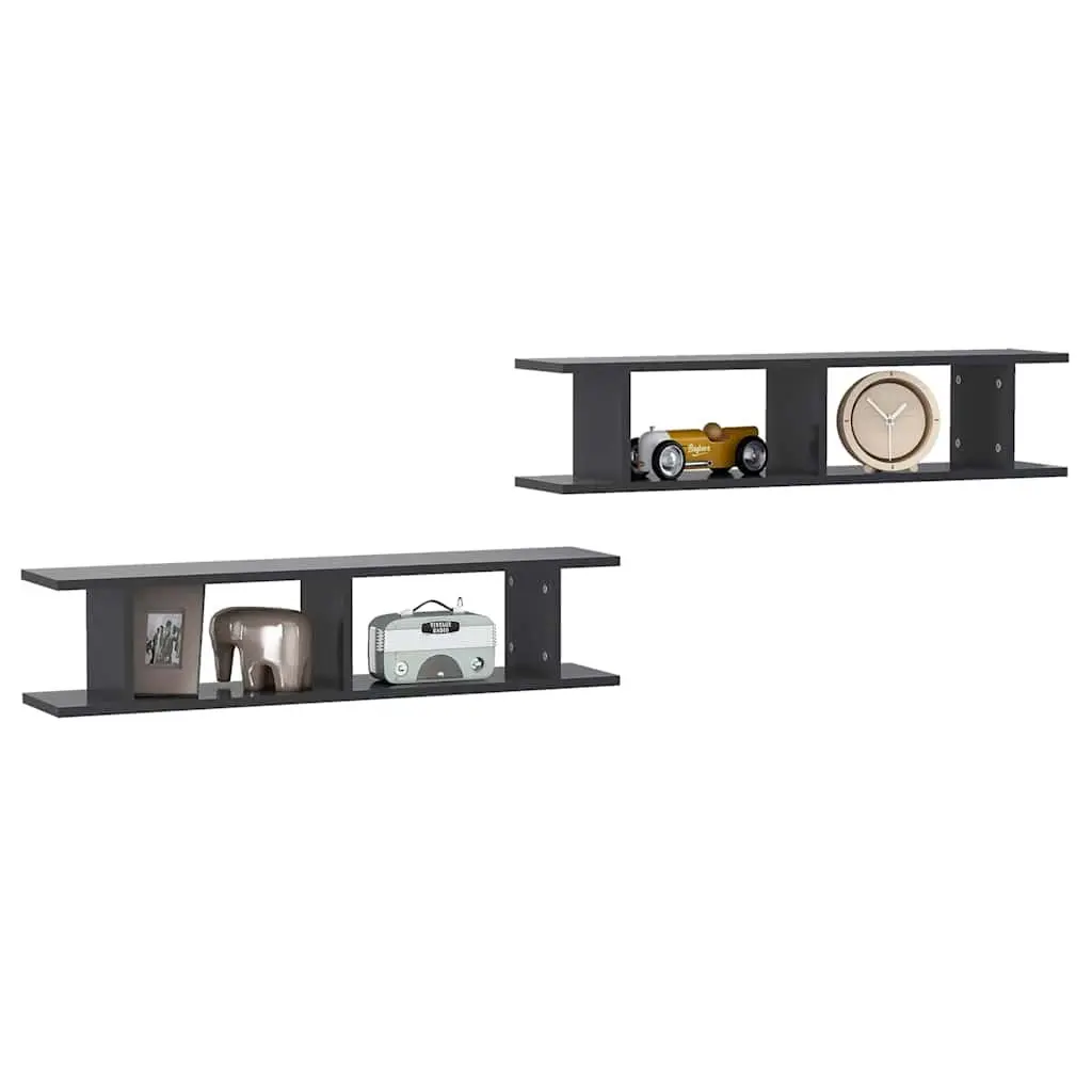 Wall Shelves Grey 90x18x20 cm Floating Display Cube Storage Unit 2 pcs