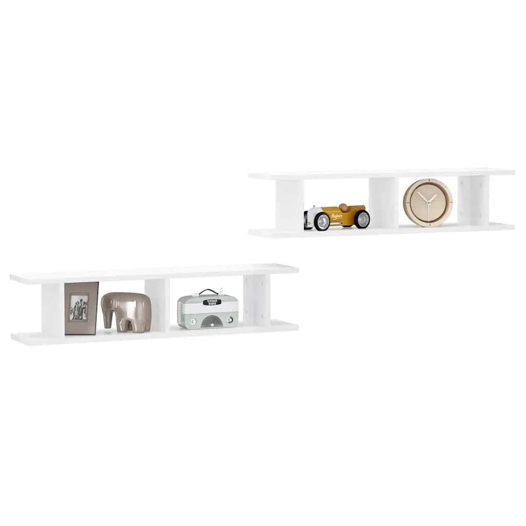 Wall Shelves High Gloss White 90 x 18 x 20 cm Floating Cube Storage Display Unit 2 Piece