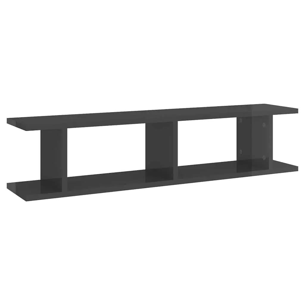 Wall Shelves Grey 90 x 18 x 20 cm Floating Display Cube Storage 2 Pieces