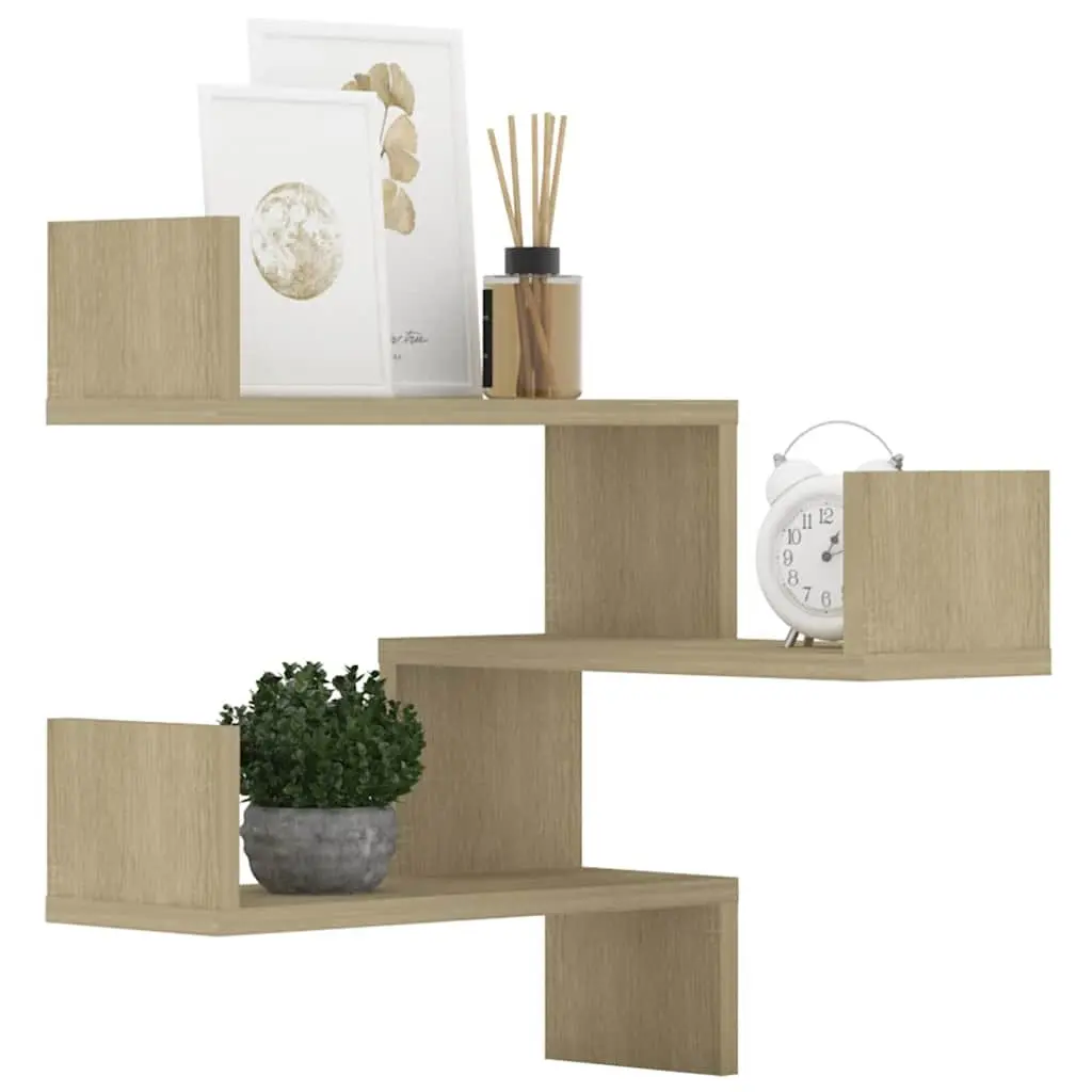 Wall Corner Shelves Brown Engineered Wood 40x40x50 cm Set of 2