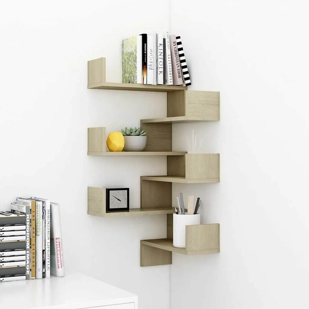 Wall Corner Shelves Brown Engineered Wood 40x40x50 cm Set of 2
