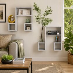 Charming Grey Music Note Wall Shelves, Set of 2