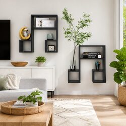 Music Note Wall Shelf Black 50x15x50 cm Floating Storage Display Shelves