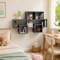 Grey Car-Shaped Wall Shelf: Simple and Effective
