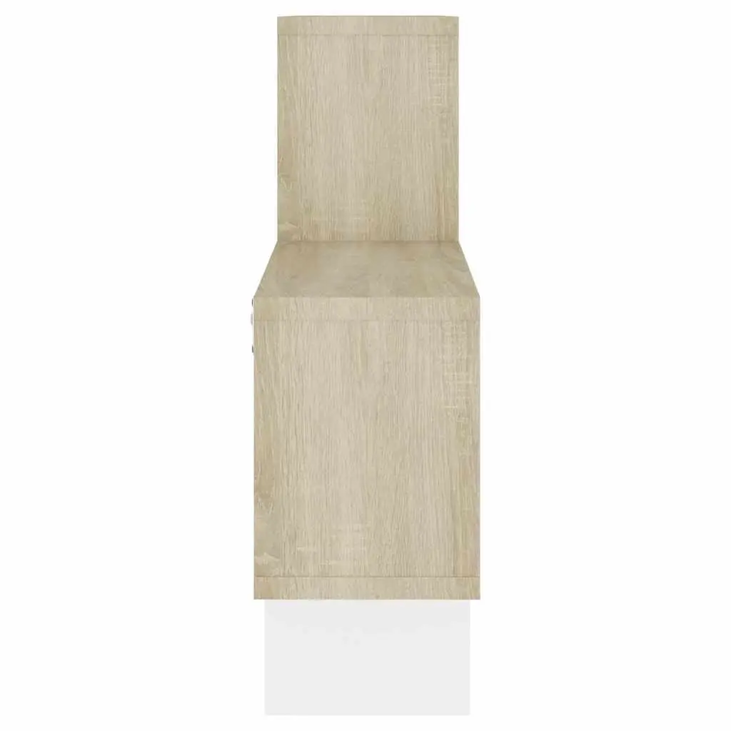 Car-Shaped Wall Shelf White Sonoma Oak Engineered Wood Open Compartments Storage Display Organizer