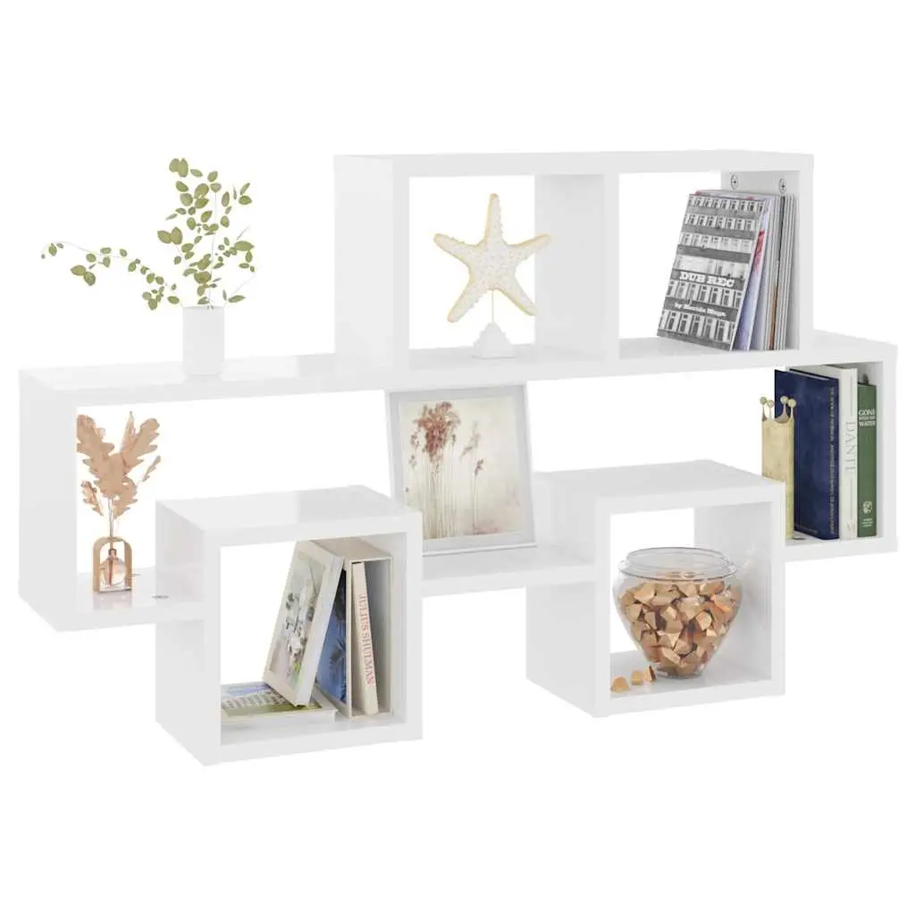 Car-Shaped Wall Shelf White Engineered Wood Open Compartment Storage Display Organizer