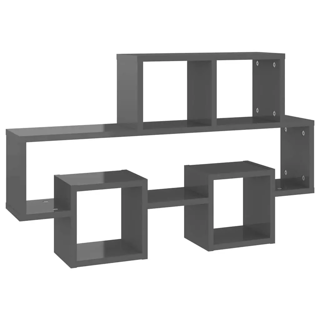 Car-Shaped Wall Shelf Grey Floating Shelving Unit Sturdy Open Compartments