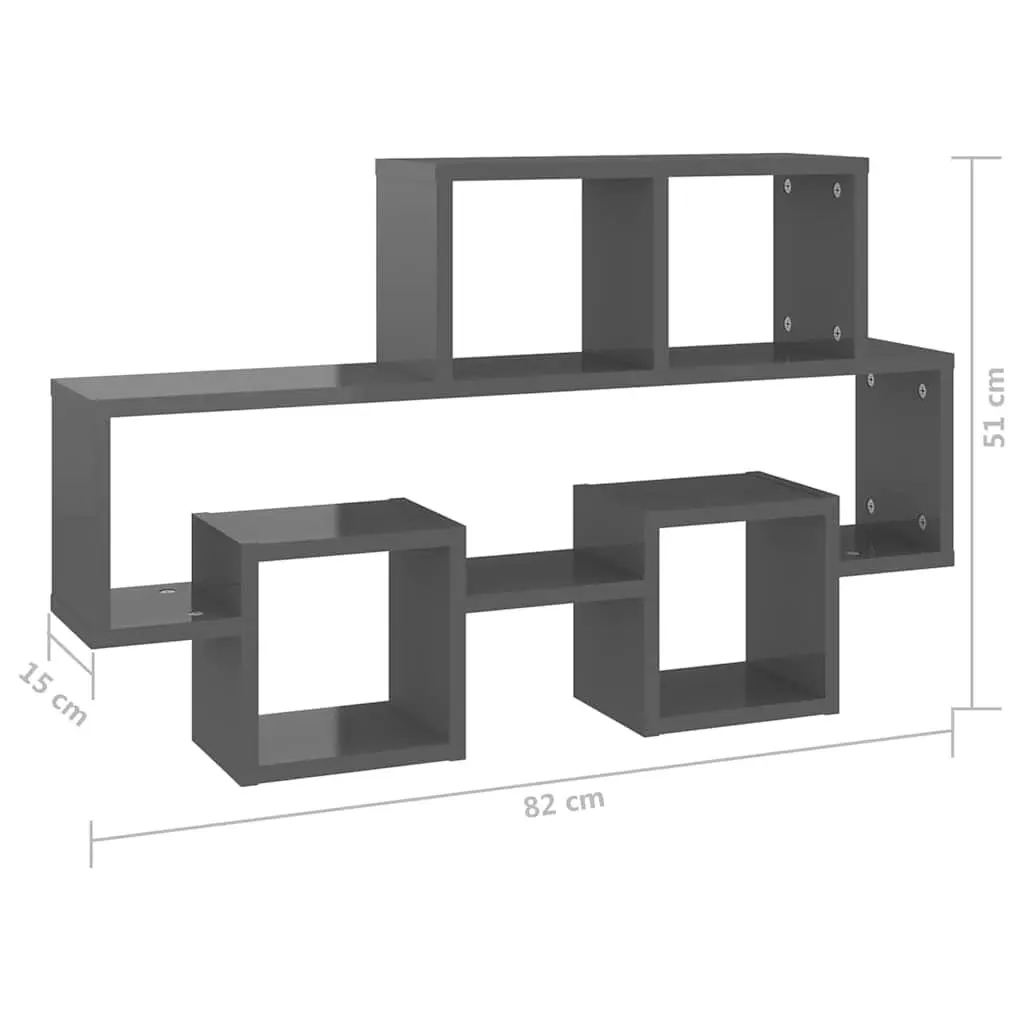 Car-Shaped Wall Shelf Grey Floating Shelving Unit Sturdy Open Compartments