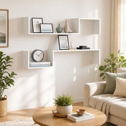 Wall Shelves 2 Pieces White Floating Display Shelf Invisible Mount Home Decor