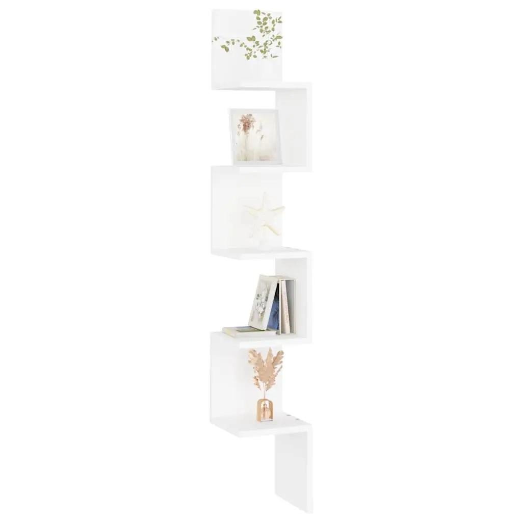 Wall Corner Shelf White Storage Display Unit Living Room Bedroom Kitchen