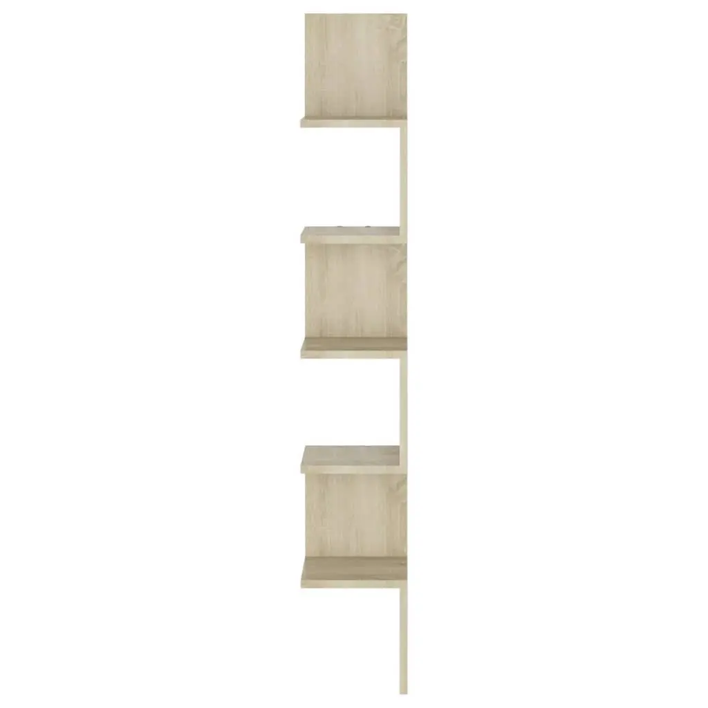 Wall Corner Shelf Brown Engineered Wood Hanging Display Shelving Living Room