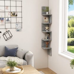 Compact Grey Wall Corner Shelf for Display