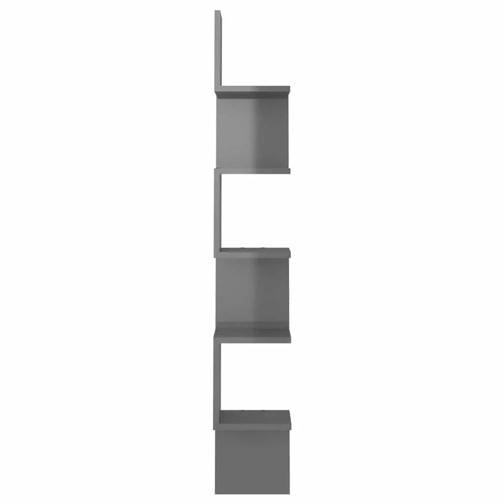 Corner Shelf Grey High Gloss Engineered Wood 20x20x127.5cm Sturdy Display Storage for Living Room Bedroom Kitchen