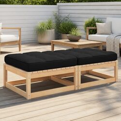 Concise Outdoor Garden Footstools with Cushions Set