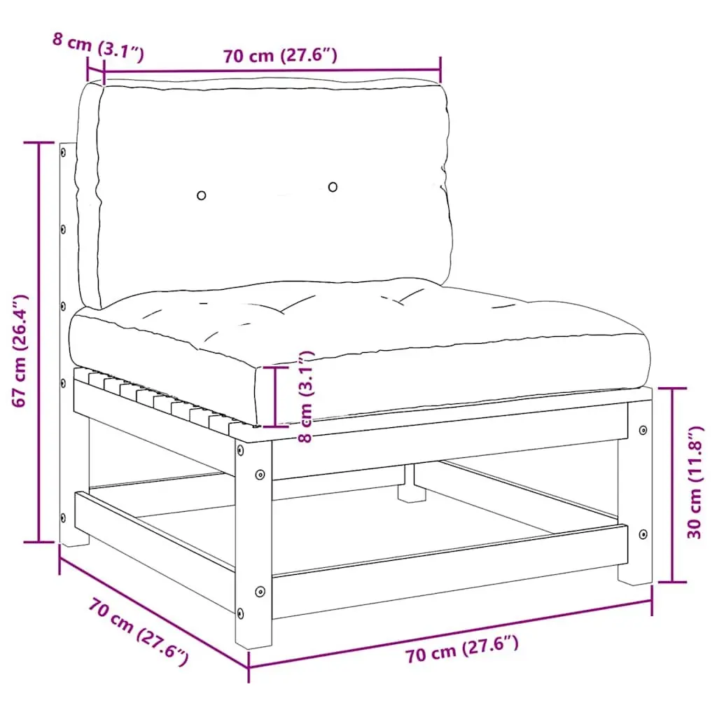 3 Piece Garden Lounge Set Anthracite Solid Pinewood Modular Outdoor Sectional Sofa with Cushions