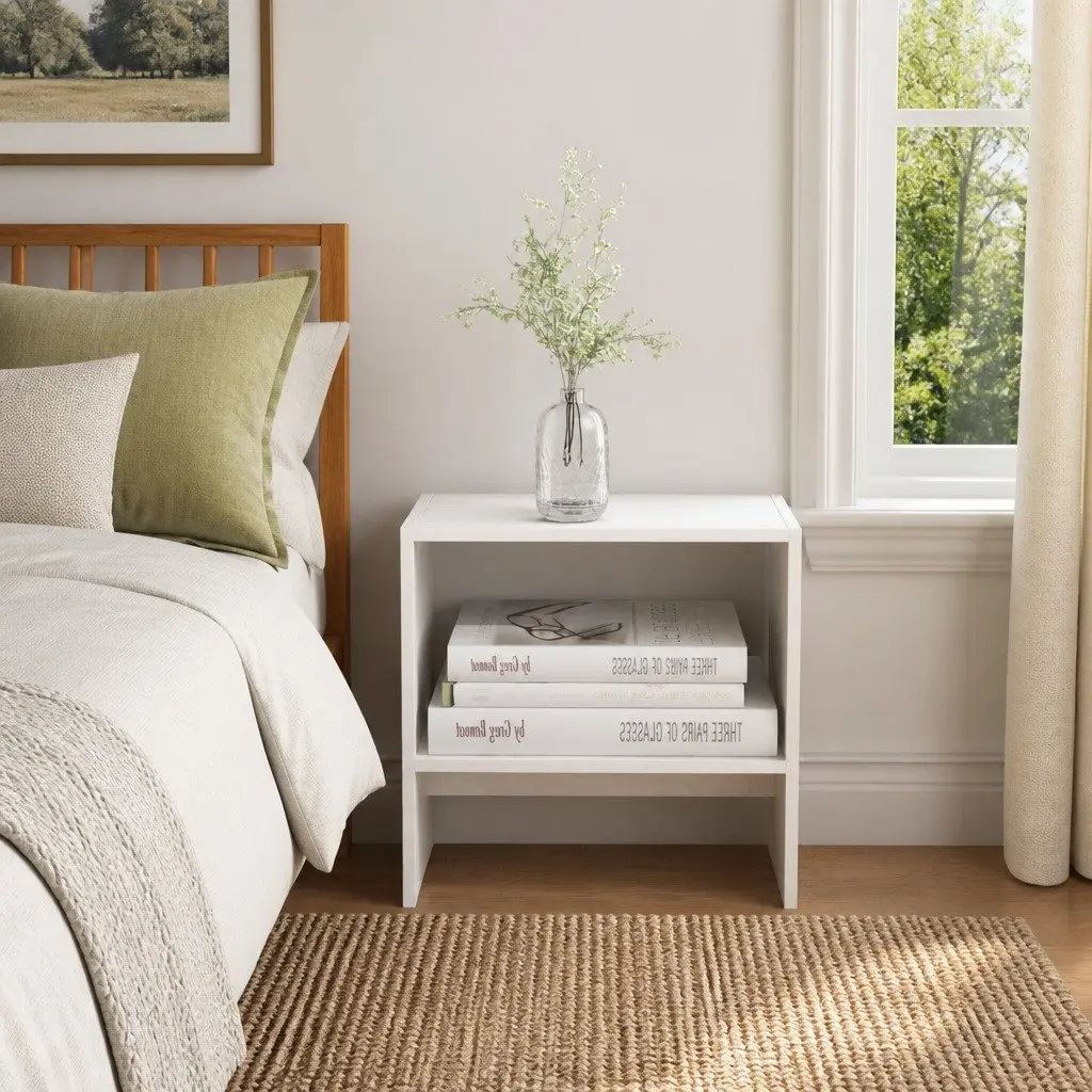 Bedside Cabinets White Solid Pinewood 40 x 30.5 x 40 cm Ample Storage