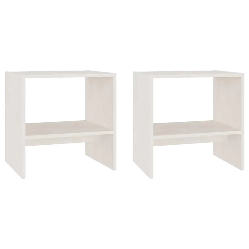 Bedside Cabinets White Solid Pinewood 40 x 30.5 x 40 cm Ample Storage