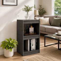 Grey Book Cabinet 40x30x71.5cm, Quality Pinewood Storage