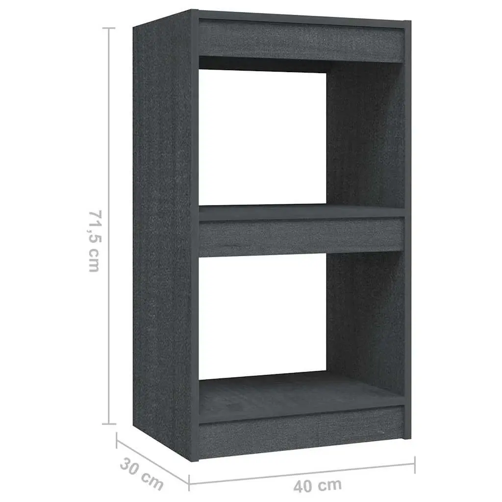 Book Cabinet Grey 40x30x71.5cm Solid Pinewood Storage Display Unit