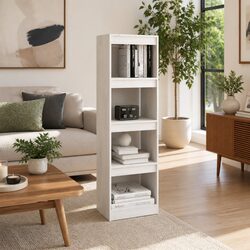 White Book Cabinet Room Divider, Solid Pinewood
