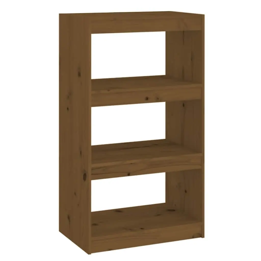 Bookshelf Honey Brown Wooden Room Divider 3 Compartments Storage