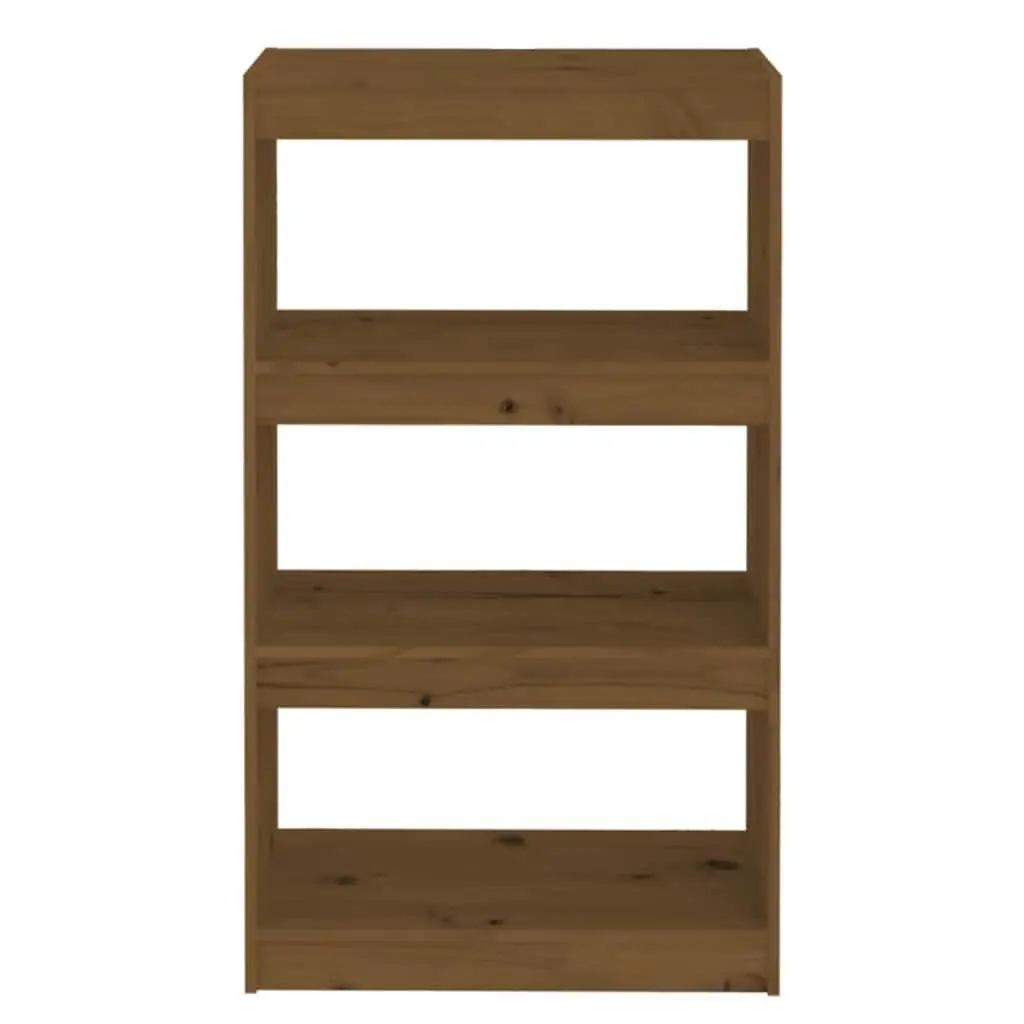Bookshelf Honey Brown Wooden Room Divider 3 Compartments Storage