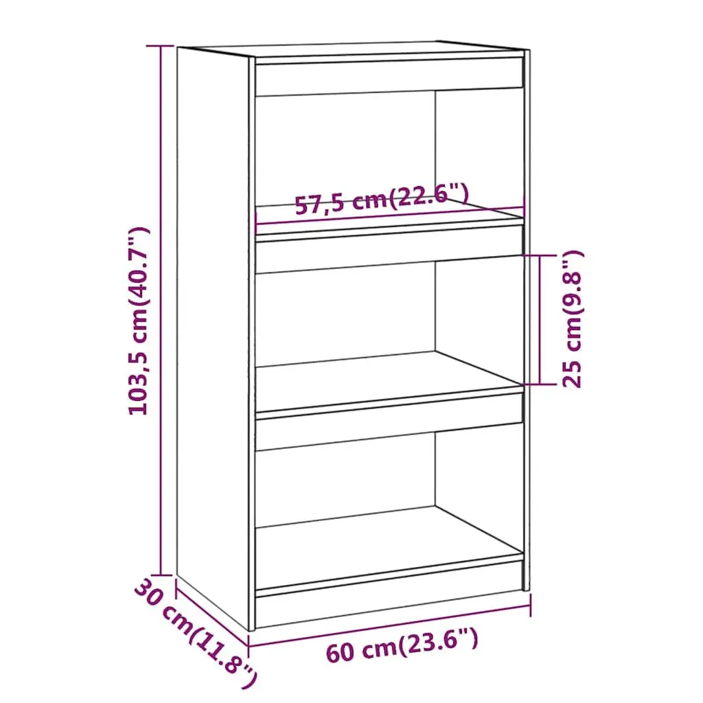 Bookshelf Honey Brown Wooden Room Divider 3 Compartments Storage
