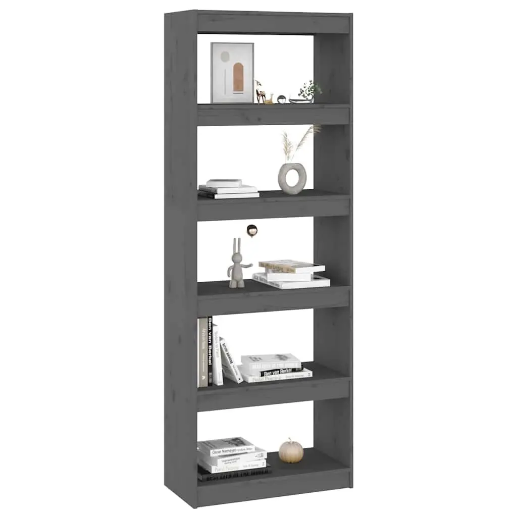 Book Cabinet Grey 60x30x167.5 cm Solid Pine Wood Room Divider