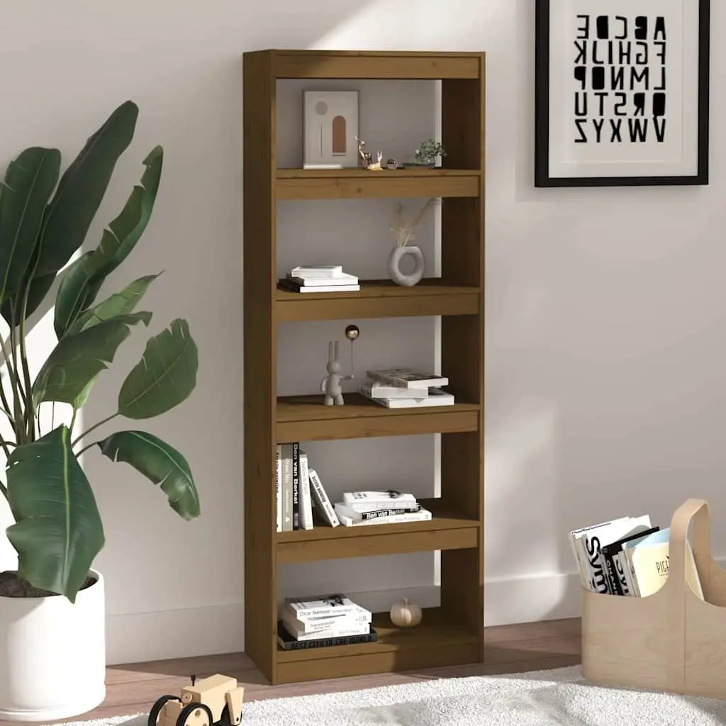 Book Cabinet Honey Brown 60x30x167.5cm Solid Pine Wood Room Divider