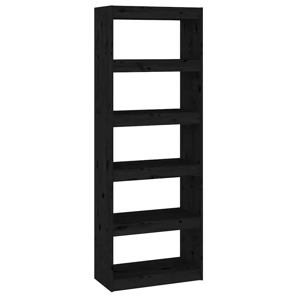Book Cabinet Black 60x30x167.5 cm Solid Pine Wood Room Divider