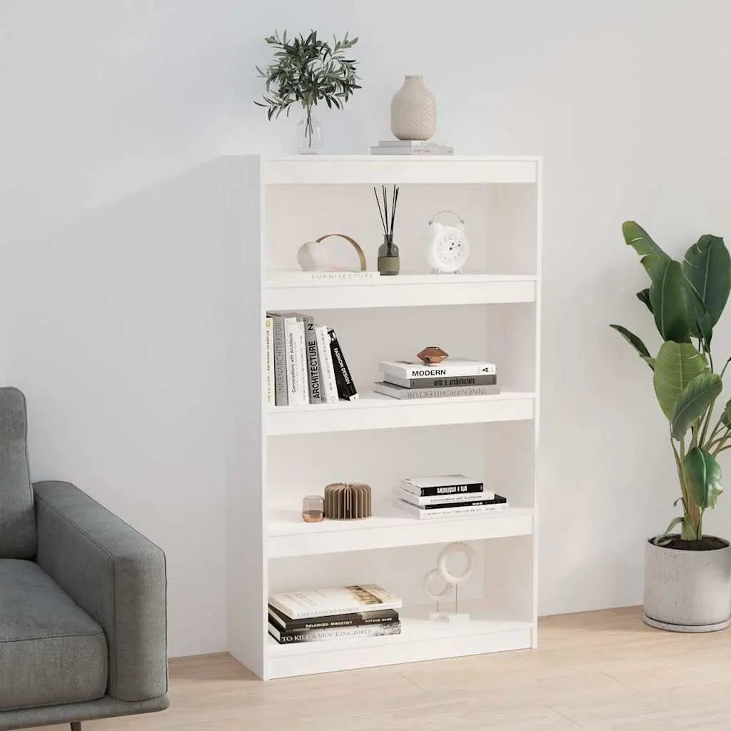 Book Cabinet White 80x30x135.5cm Solid Pine Wood Room Divider