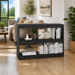 Book Cabinet Room Divider Grey Wooden Shelving Storage Bookcase Organiser Unit