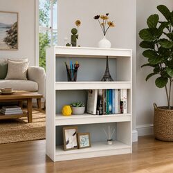 Compact White Book Cabinet 100x30x103 cm for Storage
