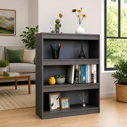 Concise Grey Book Cabinet with Storage Features