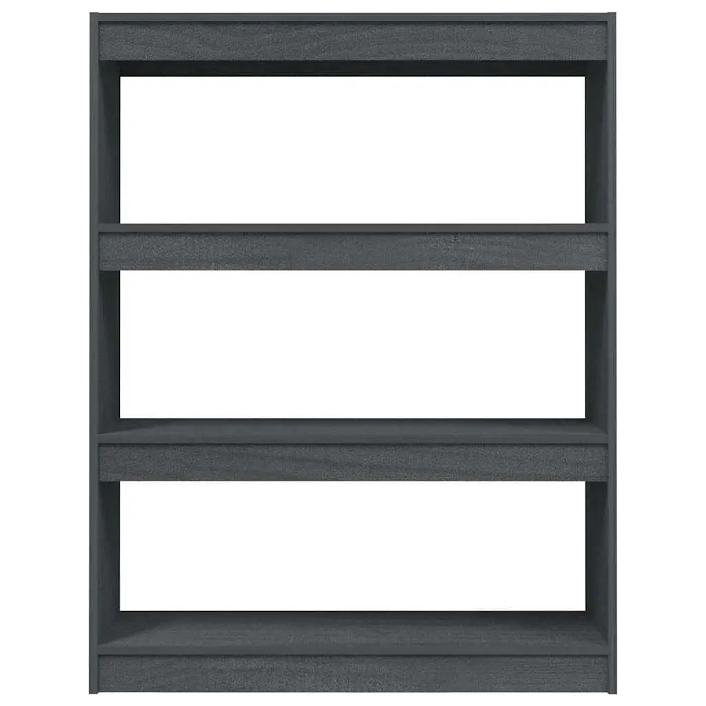Wooden Book Cabinet Grey 100W x 30D x 103H cm Solid Pinewood Storage Room Divider