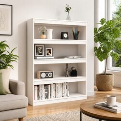 Compact White Book Shelf: Sturdy 100x30x135.5cm Design