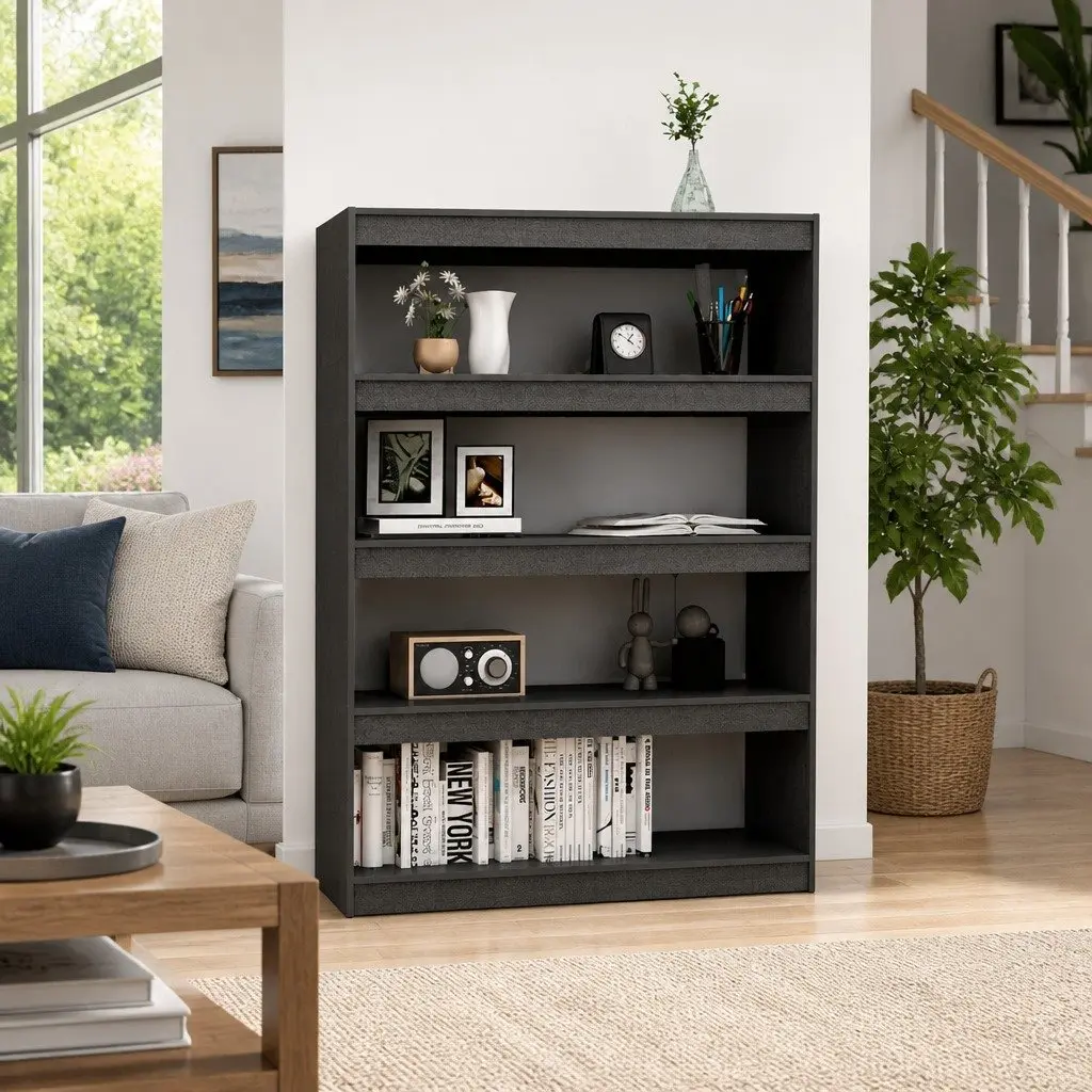 Book Cabinet Grey 100x30x135.5 cm Solid Pinewood Room Divider Standing Shelf
