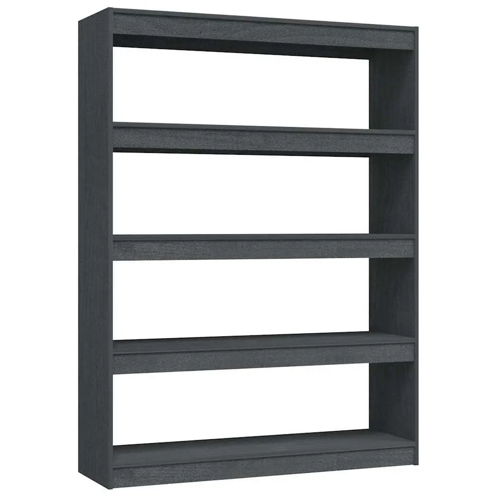 Book Cabinet Grey 100x30x135.5 cm Solid Pinewood Room Divider Standing Shelf