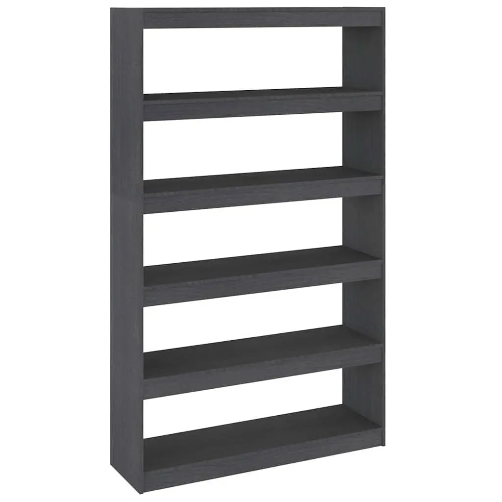 Pinewood Storage Shelf Grey Room Divider Book Cabinet Standing Solid 100x30x1675cm