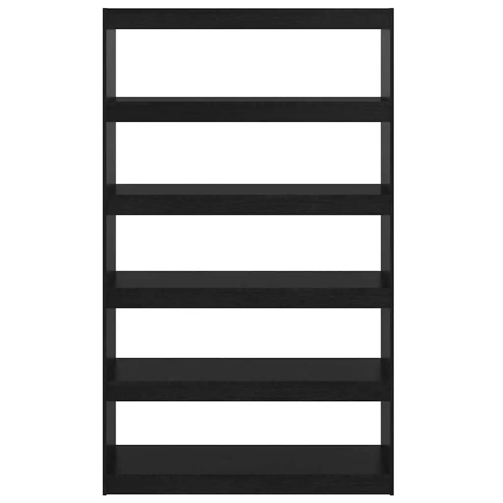 Book Cabinet Black Solid Pinewood Room Divider Standing Storage