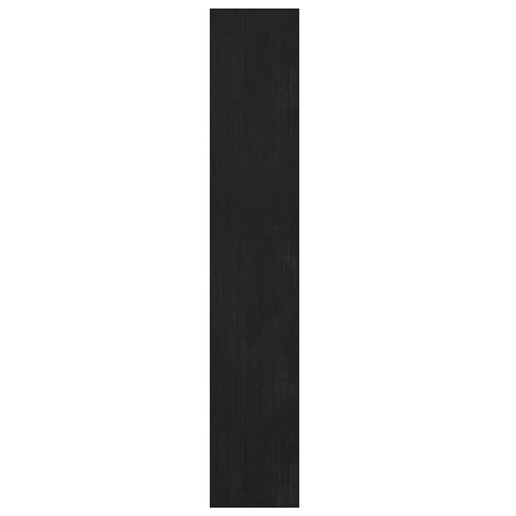 Book Cabinet Black Solid Pinewood Room Divider Standing Storage