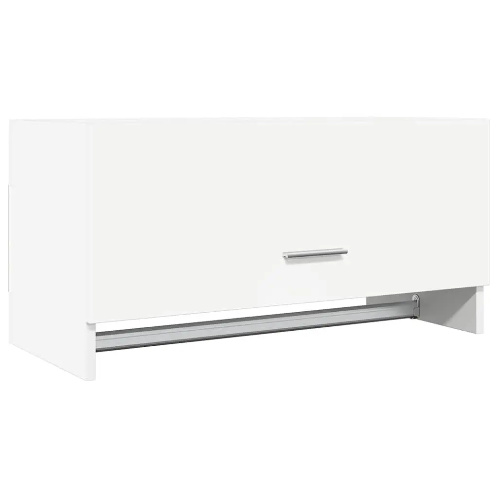 Wardrobe White Engineered Wood Large Compartment with Hanger Bar