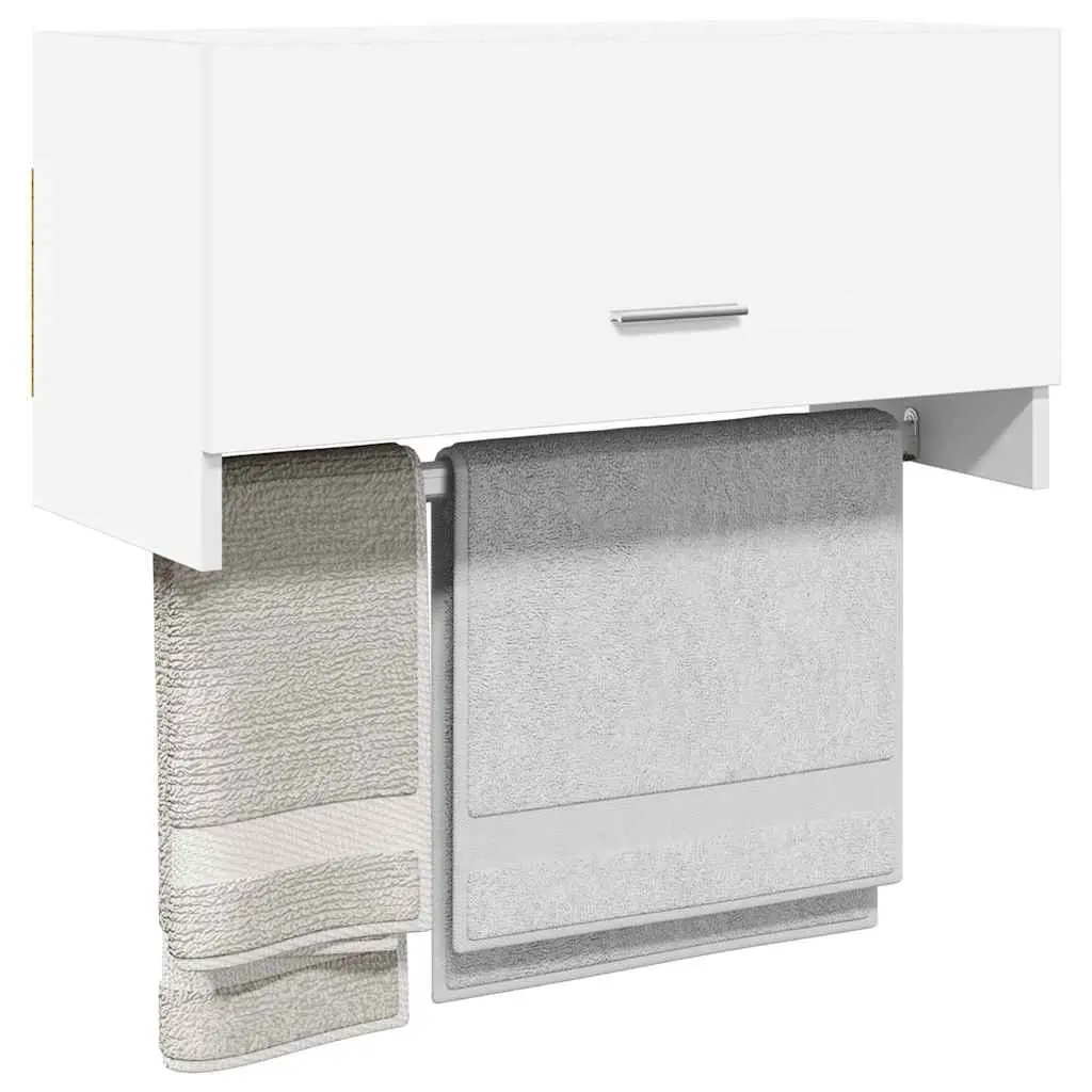 Wardrobe White Engineered Wood Large Compartment with Hanger Bar
