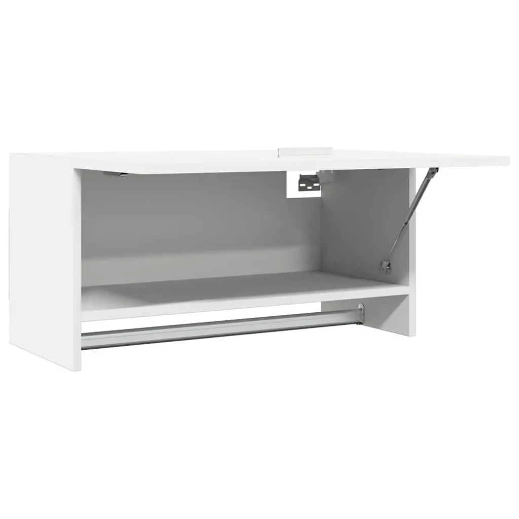 Wardrobe White Engineered Wood Large Compartment with Hanger Bar