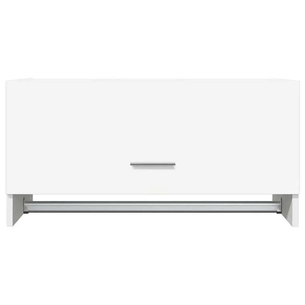 Wardrobe White Engineered Wood Large Compartment with Hanger Bar