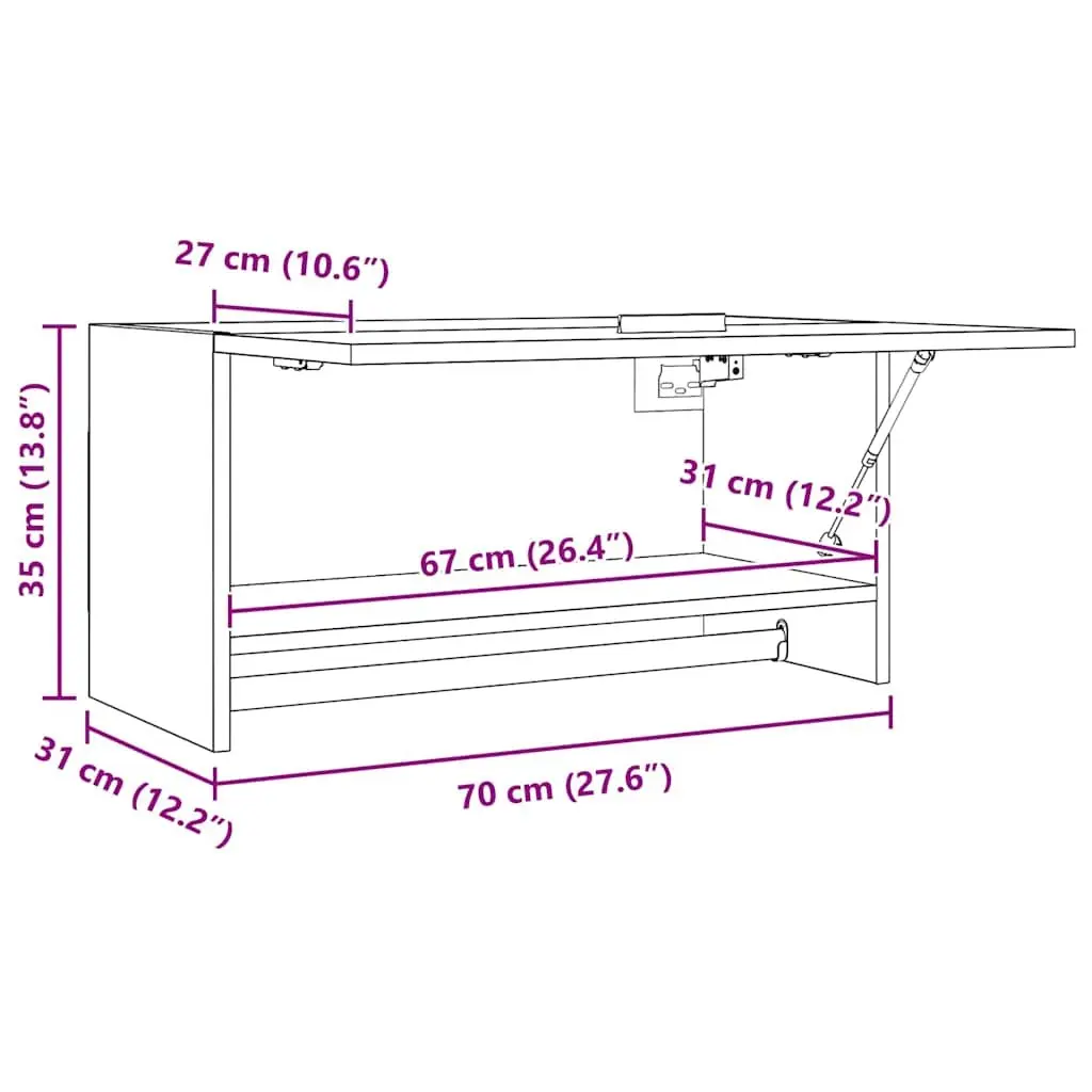 Wardrobe White Engineered Wood Large Compartment with Hanger Bar