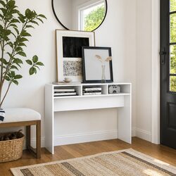 Compact White Console Table for Home Organization